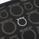 Salvatore Ferragamo Gancini Hand Bag PVC Leather Black Silver Auth BA12524-18