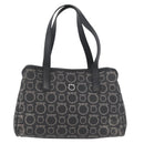 Salvatore Ferragamo Gancini Hand Bag PVC Leather Black Silver Auth BA12524-13