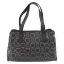 Salvatore Ferragamo Gancini Hand Bag PVC Leather Black Silver Auth BA12524-2