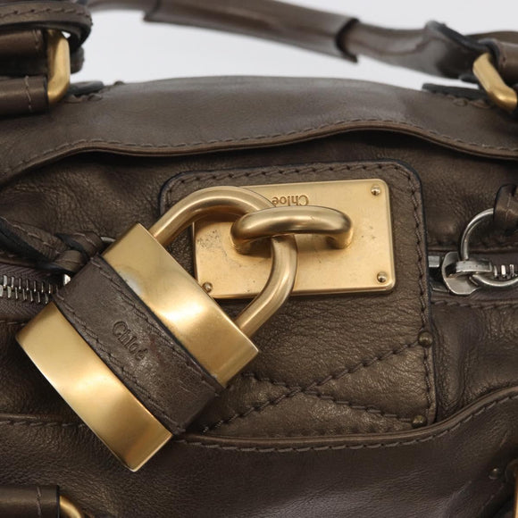 Chloe Paddington Hand Bag Leather Gold Silver Auth BA12531A