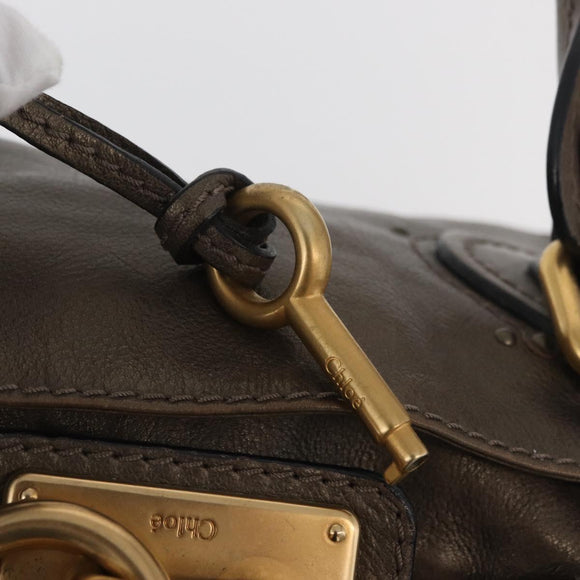 Chloe Paddington Hand Bag Leather Gold Silver Auth BA12531A