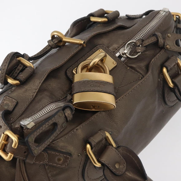 Chloe Paddington Hand Bag Leather Gold Silver Auth BA12531A