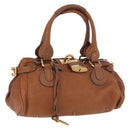 Chloe Paddington Hand Bag Leather Brown Silver gold Auth BA12532A-1