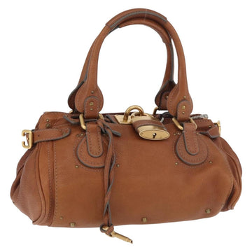 Chloe Paddington Hand Bag Leather Brown Silver gold Auth BA12532A