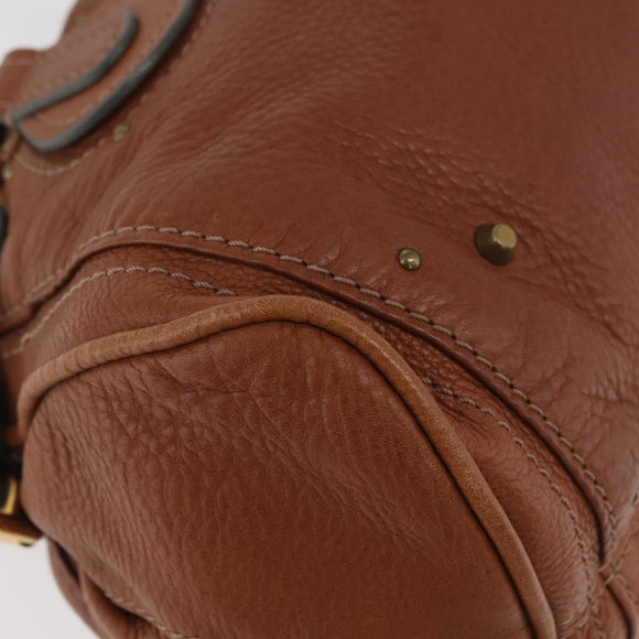 Chloe Paddington Hand Bag Leather Brown Silver gold Auth BA12532A