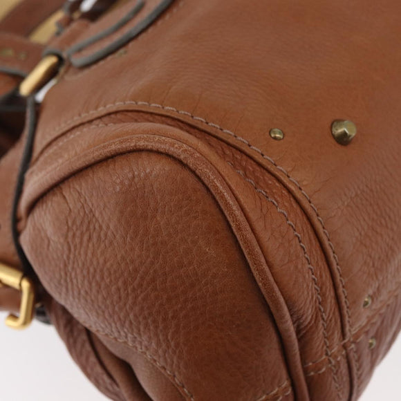 Chloe Paddington Hand Bag Leather Brown Silver gold Auth BA12532A