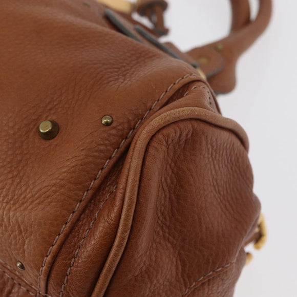 Chloe Paddington Hand Bag Leather Brown Silver gold Auth BA12532A