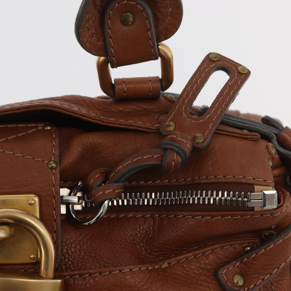 Chloe Paddington Hand Bag Leather Brown Silver gold Auth BA12532A