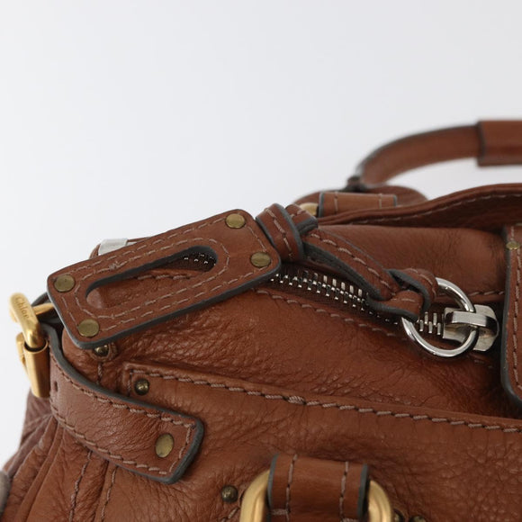 Chloe Paddington Hand Bag Leather Brown Silver gold Auth BA12532A