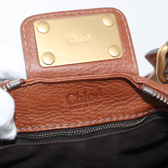 Chloe Paddington Hand Bag Leather Brown Silver gold Auth BA12532A