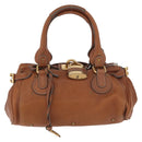 Chloe Paddington Hand Bag Leather Brown Silver gold Auth BA12532A-13