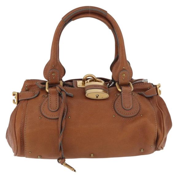 Chloe Paddington Hand Bag Leather Brown Silver gold Auth BA12532A