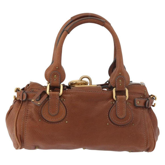 Chloe Paddington Hand Bag Leather Brown Silver gold Auth BA12532A