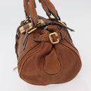 Chloe Paddington Hand Bag Leather Brown Silver gold Auth BA12532A-3