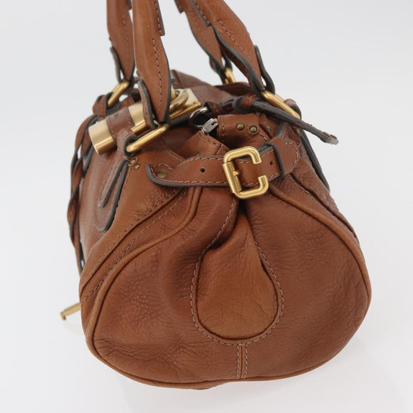 Chloe Paddington Hand Bag Leather Brown Silver gold Auth BA12532A