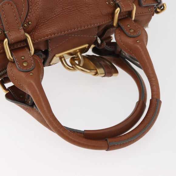 Chloe Paddington Hand Bag Leather Brown Silver gold Auth BA12532A