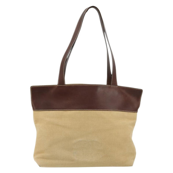 CHANEL Tote Bag Canvas Beige Gold CC Auth BA12533