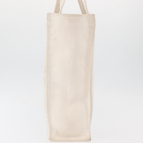 CHANEL Tote Bag Canvas White Silver CC Auth BA12534A