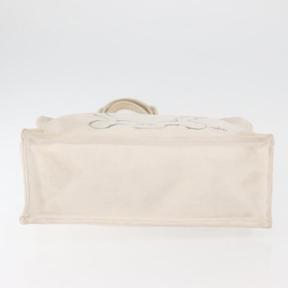 CHANEL Tragetasche Canvas Weiß Silber CC Auth BA12534A