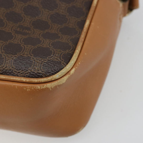 CELINE Macadam Canvas Shoulder Bag PVC Leather Brown Gold Auth BA12535