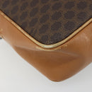 CELINE Macadam Canvas Shoulder Bag PVC Leather Brown Gold Auth BA12535-14
