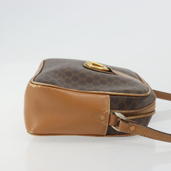 CELINE Macadam Canvas Shoulder Bag PVC Leather Brown Gold Auth BA12535