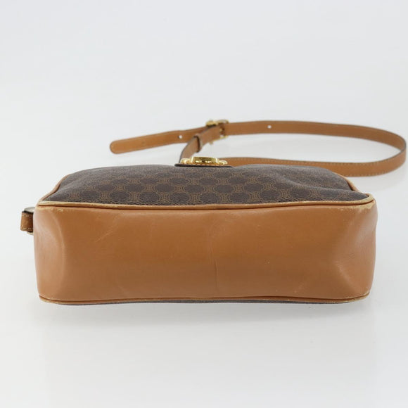 CELINE Macadam Canvas Shoulder Bag PVC Leather Brown Gold Auth BA12535