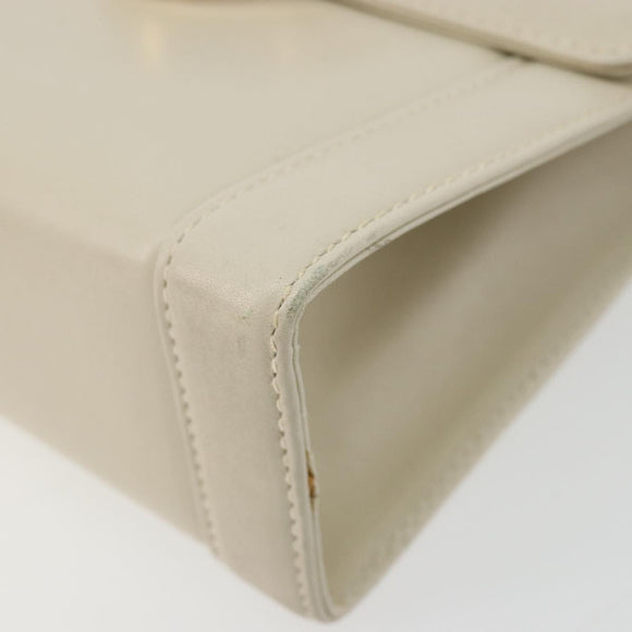Salvatore Ferragamo Gancini Shoulder Bag Leather White Gold Auth BA12539