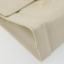 Salvatore Ferragamo Gancini Shoulder Bag Leather White Gold Auth BA12539-15