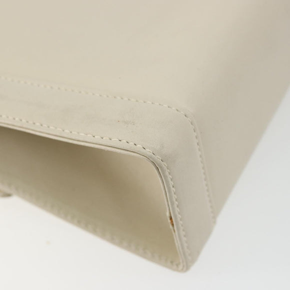 Salvatore Ferragamo Gancini Shoulder Bag Leather White Gold Auth BA12539