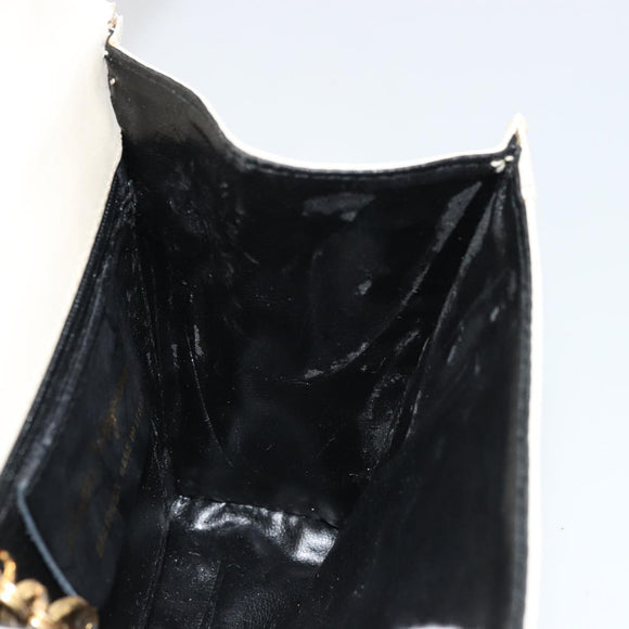 Salvatore Ferragamo Gancini Shoulder Bag Leather White Gold Auth BA12539