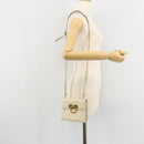 Salvatore Ferragamo Gancini Shoulder Bag Leather White Gold Auth BA12539-22