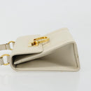 Salvatore Ferragamo Gancini Shoulder Bag Leather White Gold Auth BA12539-4