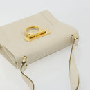 Salvatore Ferragamo Gancini Shoulder Bag Leather White Gold Auth BA12539-6