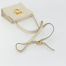 Salvatore Ferragamo Gancini Shoulder Bag Leather White Gold Auth BA12539-7