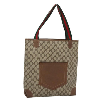 GUCCI GG Supreme Web Sherry Line Tote Bag PVC Beige 002 904 0222 Auth BA1254