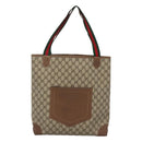 GUCCI GG Supreme Web Sherry Line Tote Bag PVC Beige 002 904 0222 Auth BA1254-13