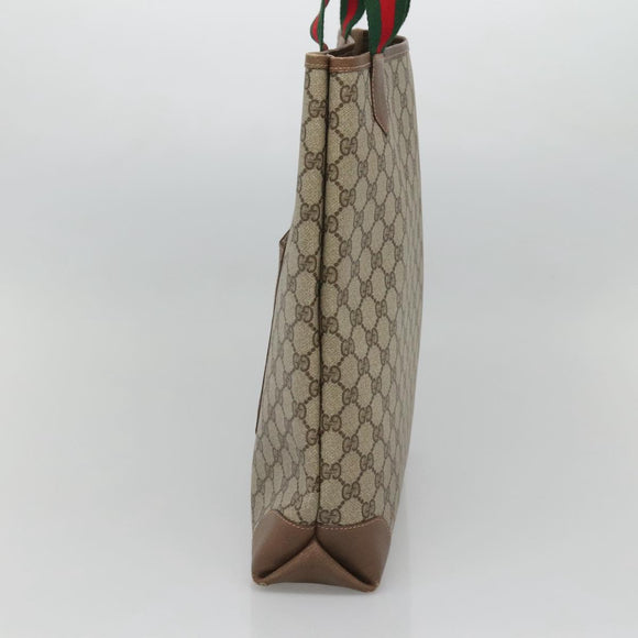 GUCCI GG Supreme Web Sherry Line Tote Bag PVC Beige 002 904 0222 Auth BA1254
