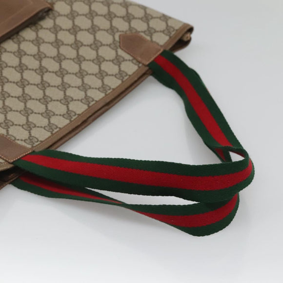 GUCCI GG Supreme Web Sherry Line Tote Bag PVC Beige 002 904 0222 Auth BA1254