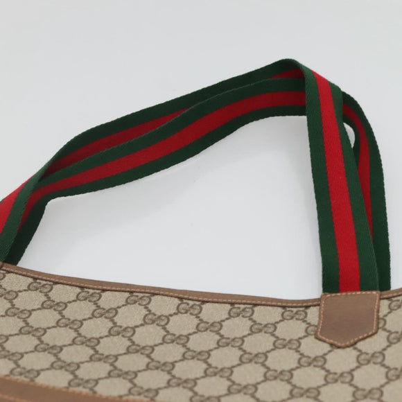GUCCI GG Supreme Web Sherry Line Tote Bag PVC Beige 002 904 0222 Auth BA1254