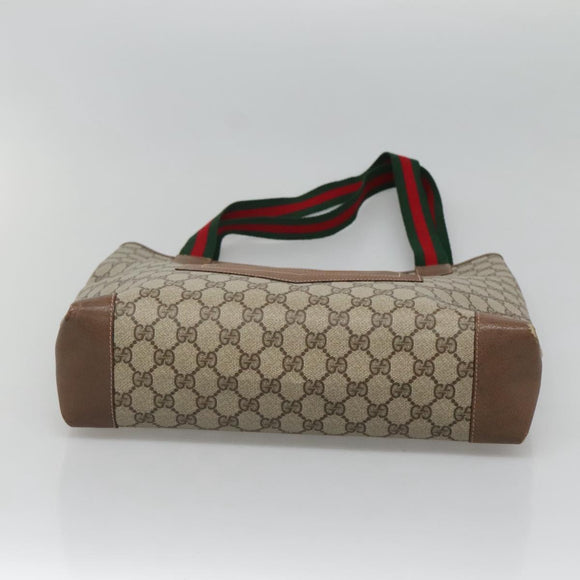 GUCCI GG Supreme Web Sherry Line Tote Bag PVC Beige 002 904 0222 Auth BA1254