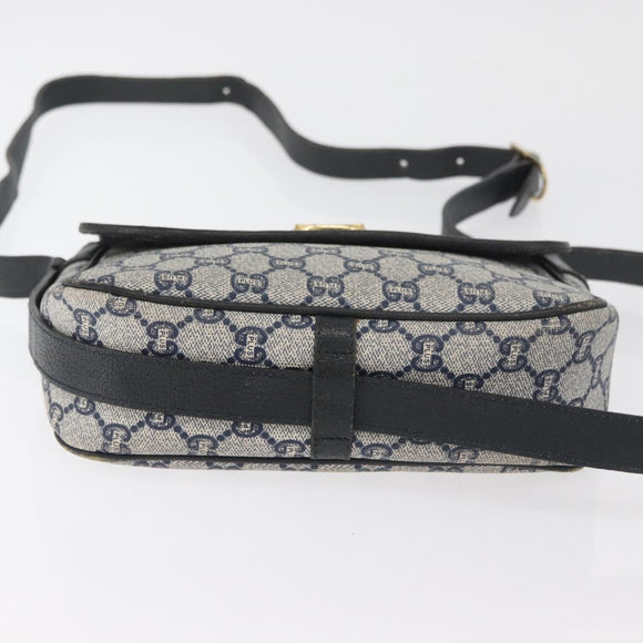GUCCI GG Plus Supreme Shoulder Bag PVC Navy Gold Auth BA12541