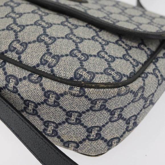 GUCCI GG Plus Supreme Shoulder Bag PVC Navy Gold Auth BA12541