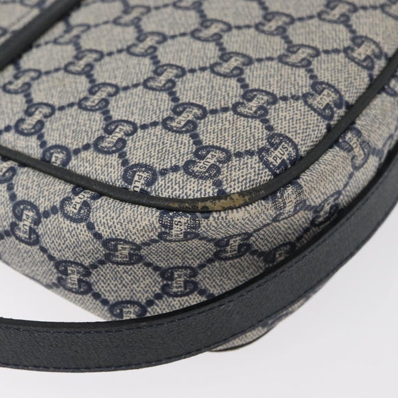 GUCCI GG Plus Supreme Shoulder Bag PVC Navy Gold Auth BA12541