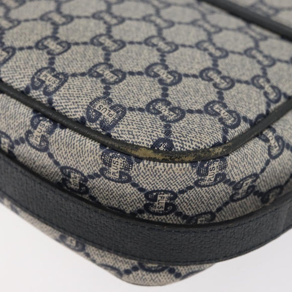 GUCCI GG Plus Supreme Shoulder Bag PVC Navy Gold Auth BA12541