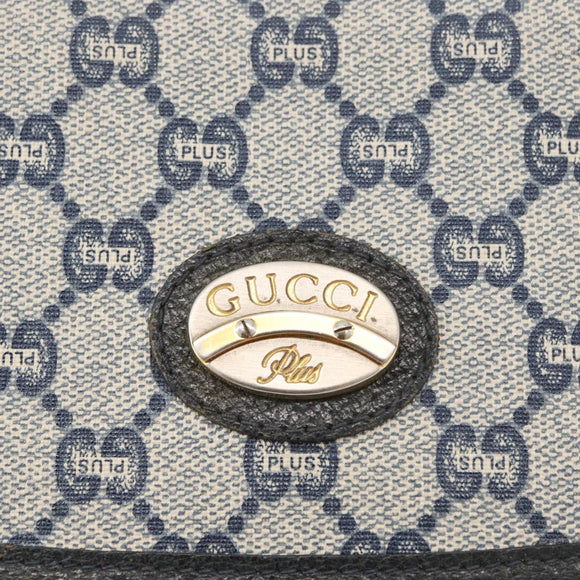 GUCCI GG Plus Supreme Shoulder Bag PVC Navy Gold Auth BA12541