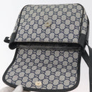 GUCCI GG Plus Supreme Shoulder Bag PVC Navy Gold Auth BA12541-16