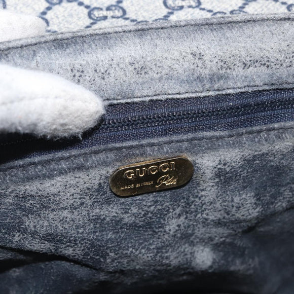GUCCI GG Plus Supreme Shoulder Bag PVC Navy Gold Auth BA12541