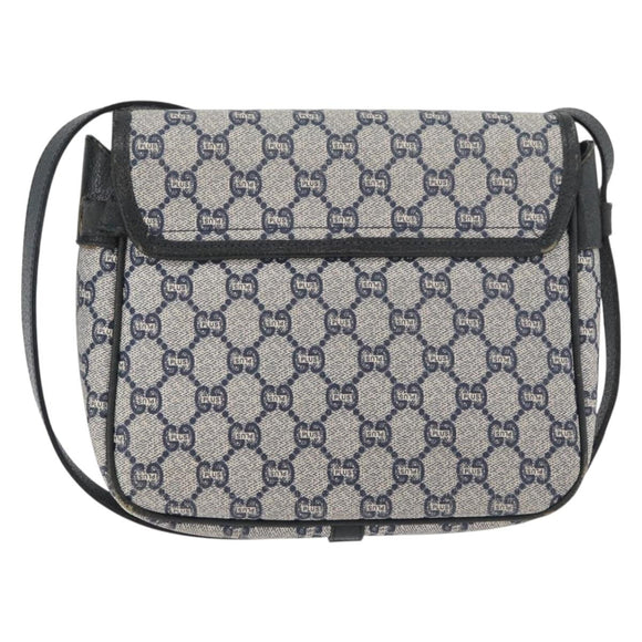 GUCCI GG Plus Supreme Shoulder Bag PVC Navy Gold Auth BA12541