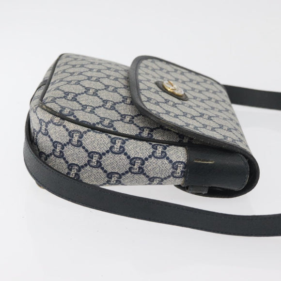 GUCCI GG Plus Supreme Shoulder Bag PVC Navy Gold Auth BA12541
